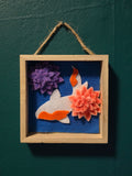 Felt Flower & Koi Wooden Hanging Box