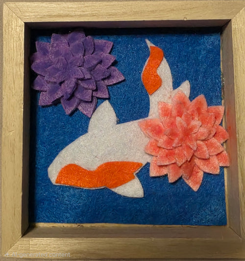 Felt Flower & Koi Wooden Hanging Box