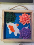Felt Flower & Koi Wooden Hanging Box