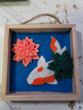 Felt Flower & Koi Wooden Hanging Box